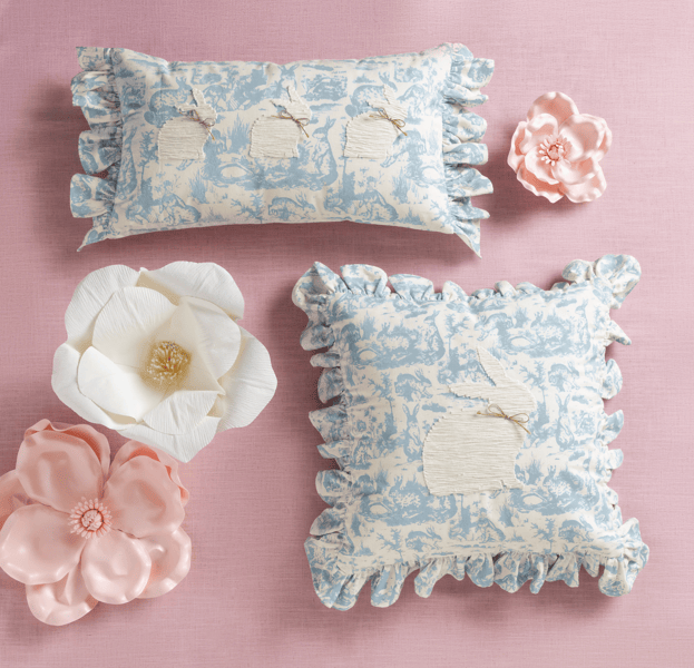 Mud Pie Toile Bunny Pillow