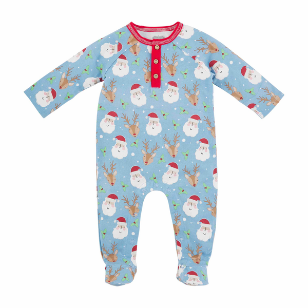 Blue Vintage Santa Baby Sleeper | Mud Pie