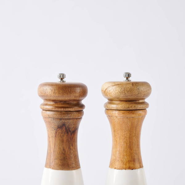 Mud Pie Wood Strap Salt & Pepper Grinder Set