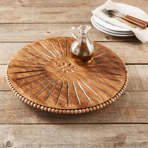 Beaded Wood Lazy Susan | Mud Pie