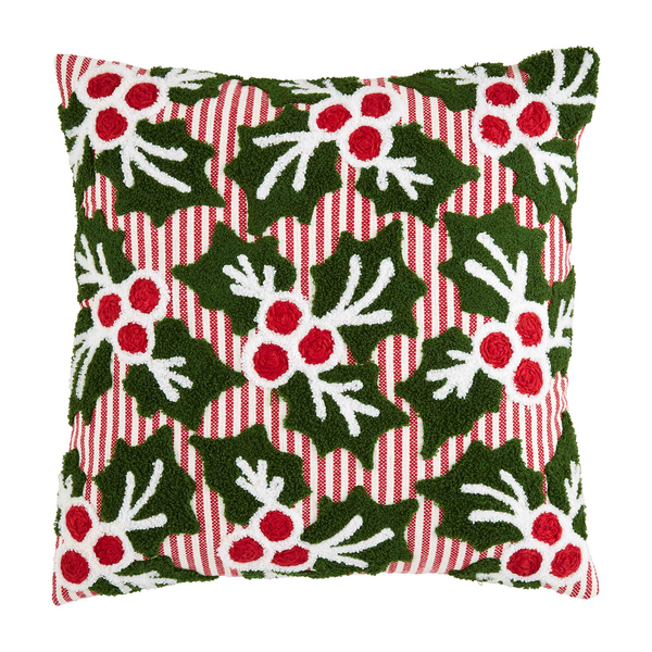 Holly Embroidered Pillow