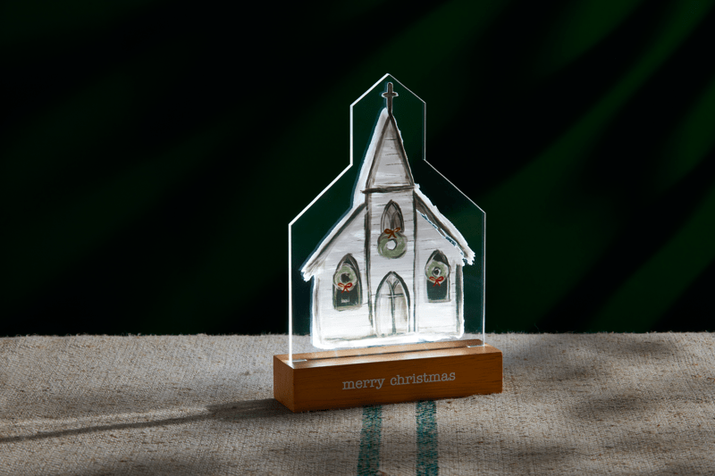 Church Light-Up Plaque | Festive Home Decor by Mud Pie