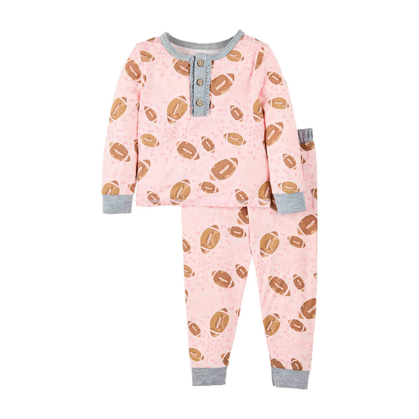 Pink Football Toddler Pajamas | Mud Pie
