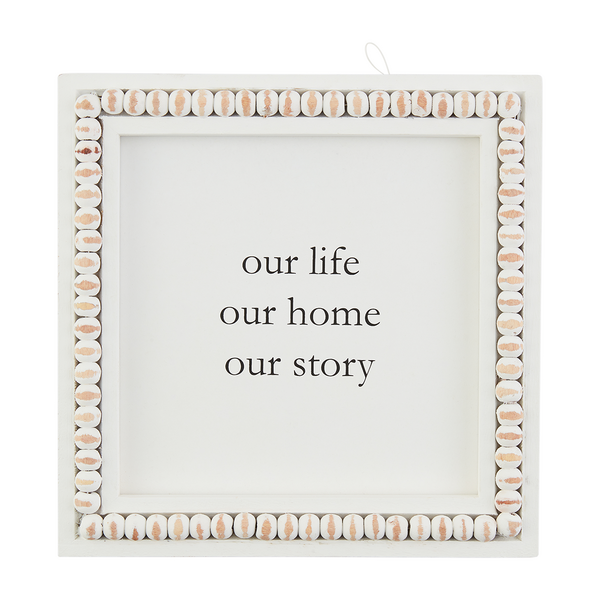 Our Life Beaded Square Plaque