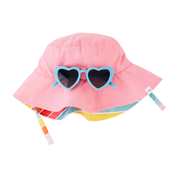 Toddler Pink Rainbow Hat and Sunglass Set Mud Pie