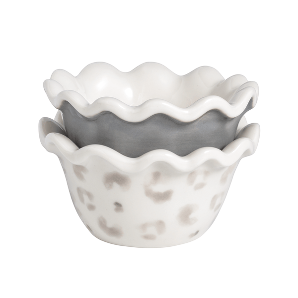 Ruffle Ramekins Pink Leopard Ramekin Set | Ruffled Edge Stoneware | Mud Pie