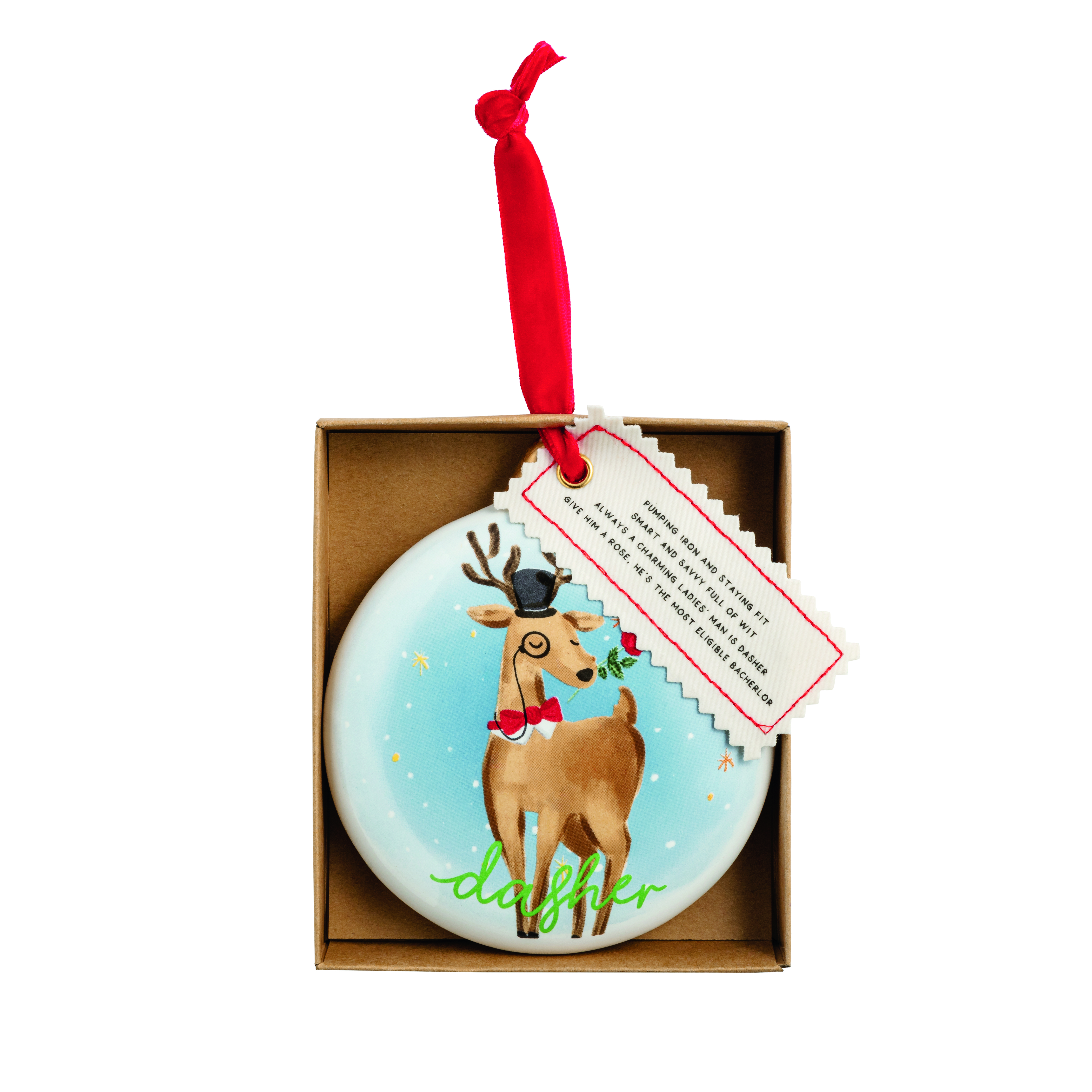 Dasher Reindeer Boxed Ornament | Perfect Holiday Decor | Mud Pie