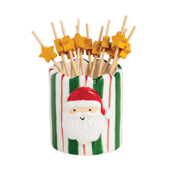 Festive Santa Toothpick Holder | Mud Pie Holiday Kitchen Decor