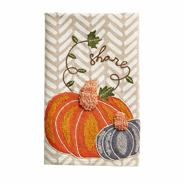 Share Embroidered Pumpkin Towel | Mud Pie