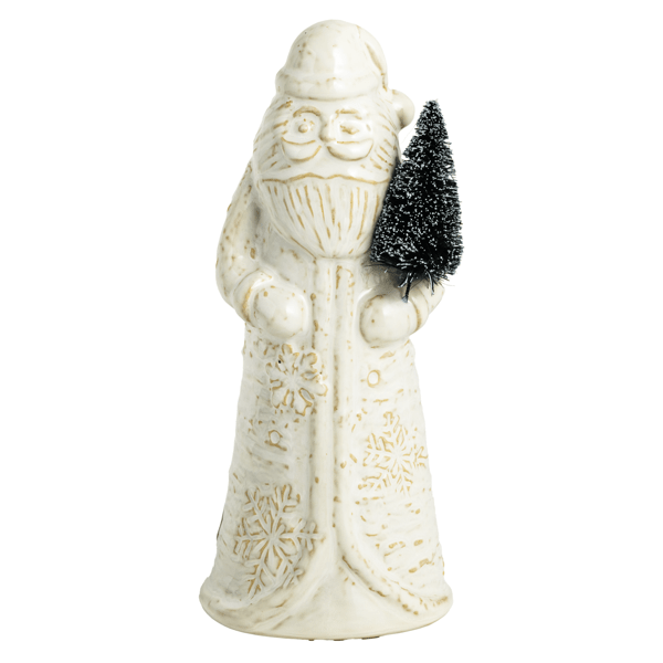 Small White Christmas Santa Sitter | Milk Glazed Stoneware | Mud Pie