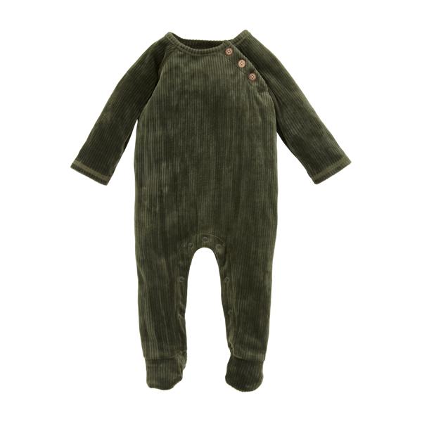Olive Velour Baby Sleeper