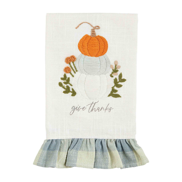 Give Thanks Gray Pumpkin Tea Towel Set
