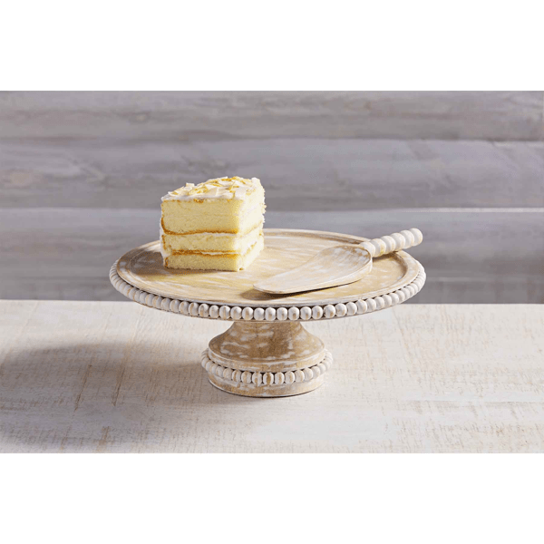 Wood Beaded Cake Stand Mud Pie