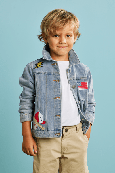 Toddler Denim Jacket | Fun Patches for Boys 4T-5T | Mud Pie