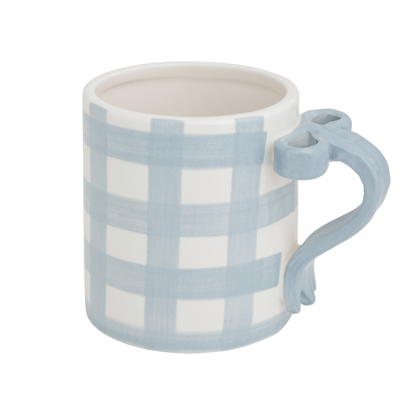 Mud Pie Gingham Bow Handle Mug