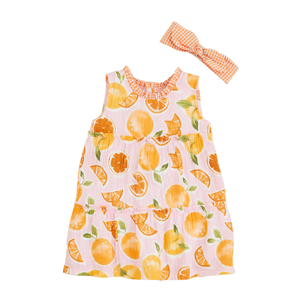 Orange Print Toddler Sun Dress