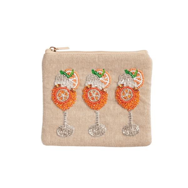Spritz Beaded Cocktail Pouch | Embroidered Cotton Case | Mud Pie