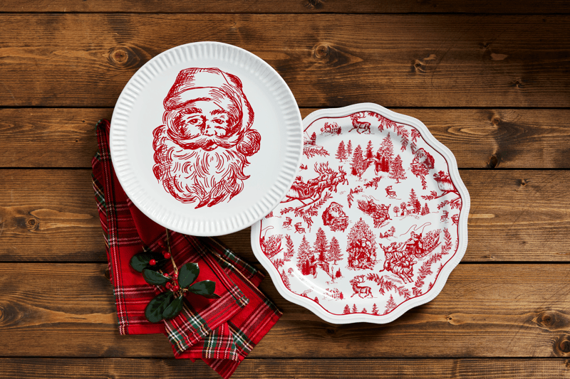 Mud Pie Santa & Toile Platter - Thumbnail 3