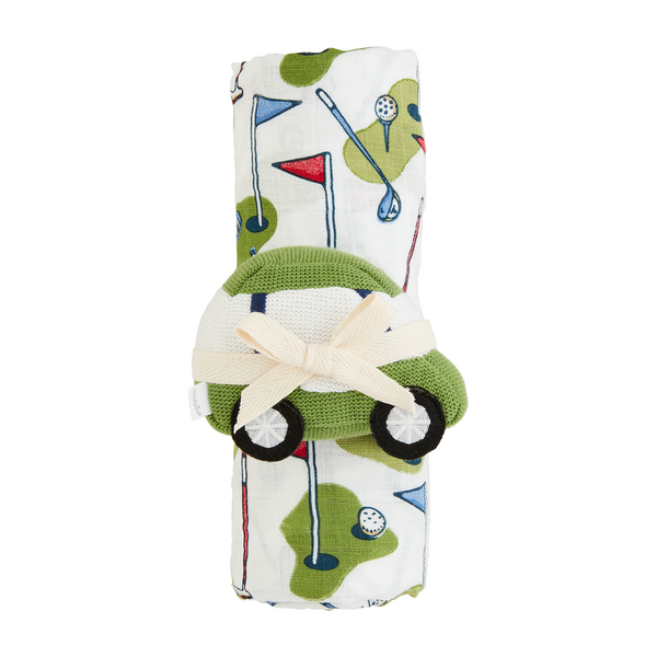 Golf Swaddle And Rattle Set