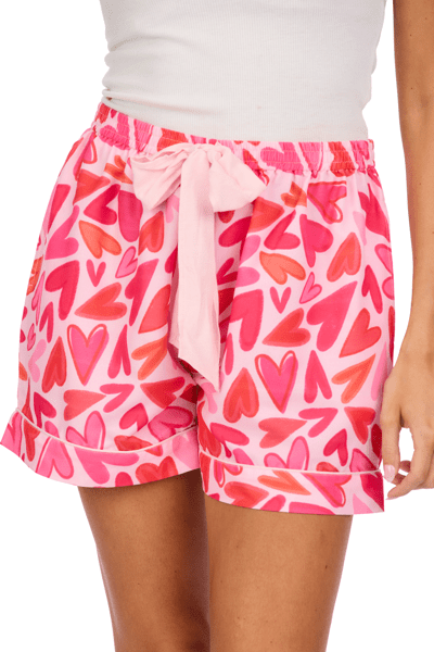 Pink Hearts Pajama Shorts | Mud Pie