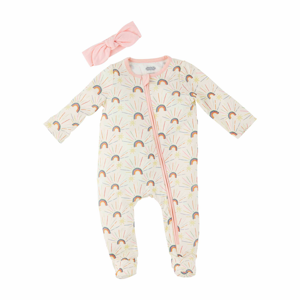 Cream Rainbow Baby Sleeper Set | Mud Pie