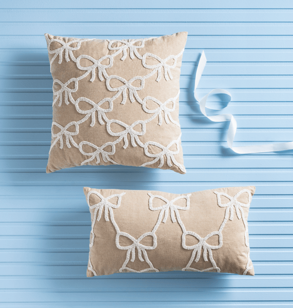 Mud Pie Beaded Bow Pillow