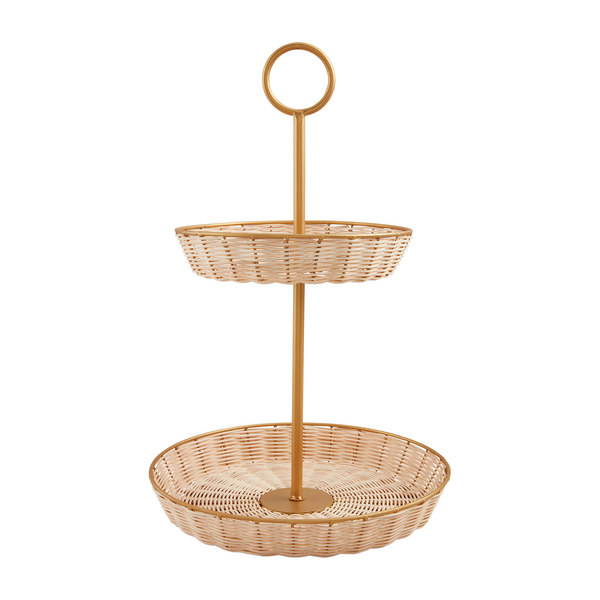 Woven And Brass Tiered Server
