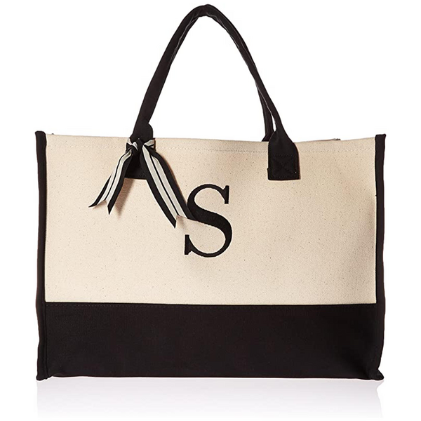 A Initial Canvas Tote Mud Pie