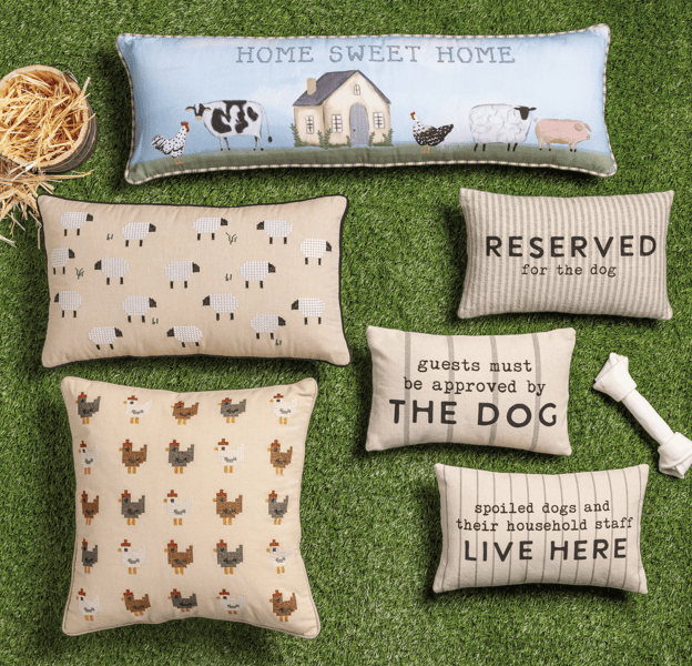 クッション slow dance pot pie cushion Pet Reserved For The Dog Pillow | Woven Stripe Lumbar Accent | Mud Pie