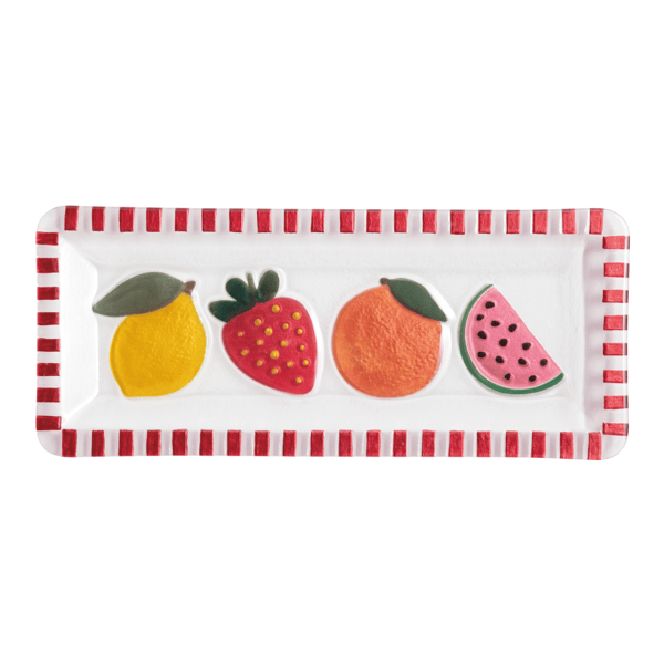 Fruit Design Glass Plate | Hand-Painted Decorative Dish | Mud Pie
