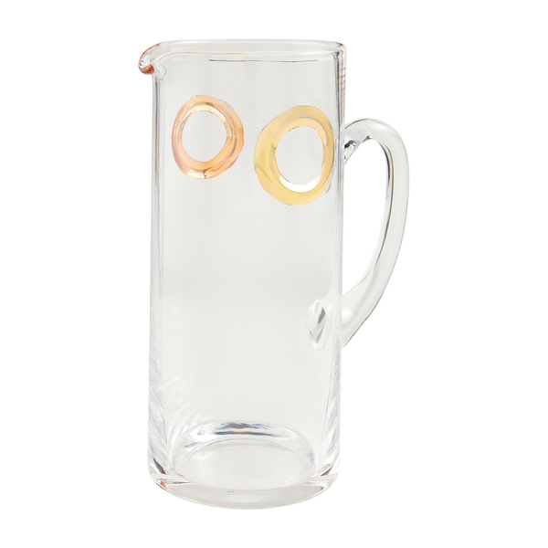 Glass Pitcher W Gold Ring