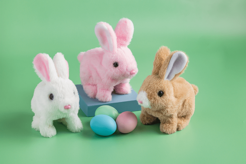 Pink Hopping Bunny Plush | Easter Toy for Kids Fun | Mud Pie
