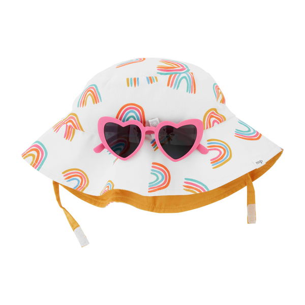 Toddler Pink Rainbow Hat and Sunglass Set