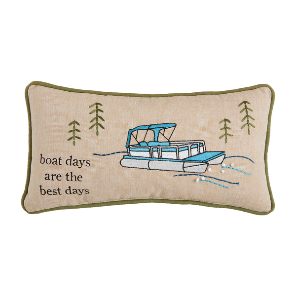 Boat Days Embroidered Pillow