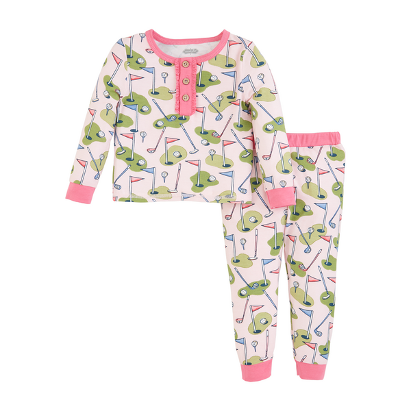 Pink Golf Print Toddler Pajamas