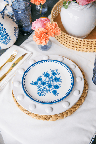 Flower Stem Print Salad Plate - Perfect for Dining | Mud Pie