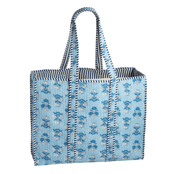 Quilted Cotton Cornflower Block Print Tote Bag | Mud Pie