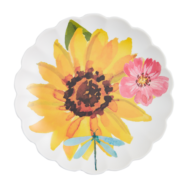 Yellow Floral Melamine Plate
