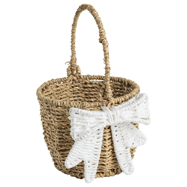Pink Woven Bow Easter Basket | Seagrass Gift Basket | Mud Pie