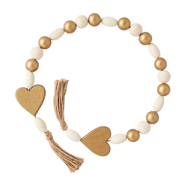 Heart Gold And Wood Beads