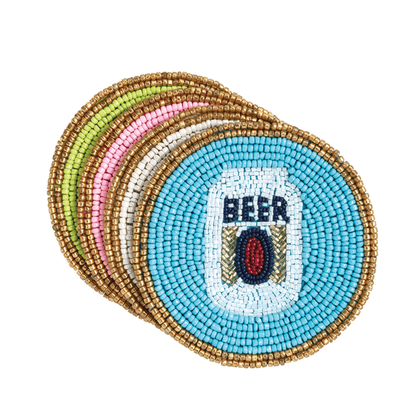 Beer Set Of Beaded Bar Coasters Set for Home Bars | Mud Pie