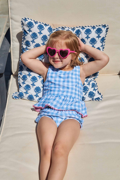 【日本未発売】 Hydrangea and Gingham Girl's Swimsuit Set | Mud Pie Clothing