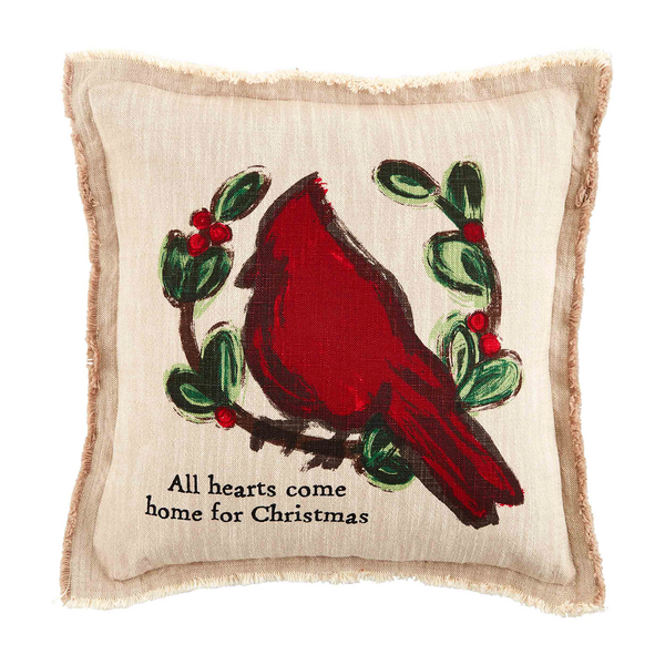 Christmas Bird Pillow Covers and Inserts, Winter Throw Pillow, Winter Tits  on Pine Cardinal Holly, Christmas Home Decorations Accent Pillows 