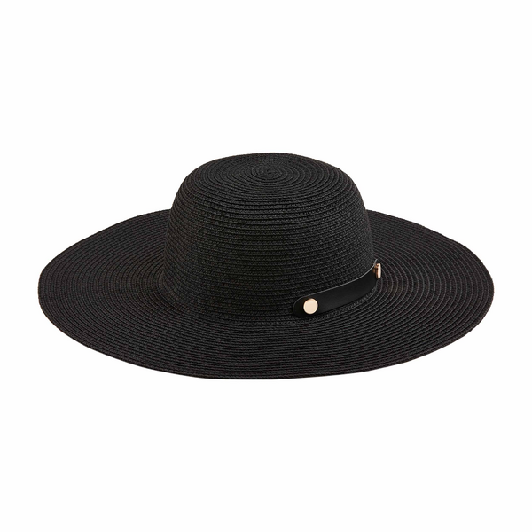 Black Collapsible Straw Hat