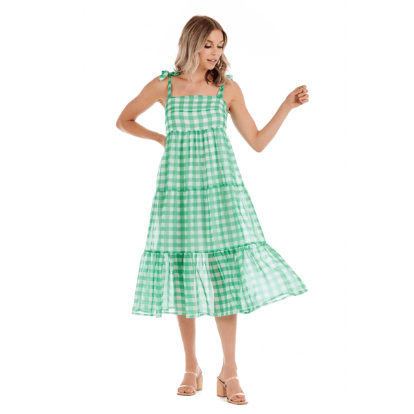 Vivianne Plaid Midi Dress | Mud Pie