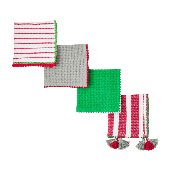Stripe Christmas Waffle Towel Set
