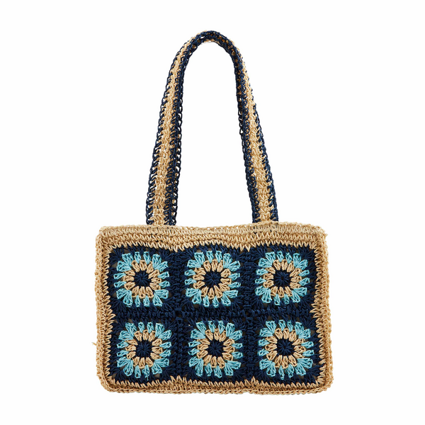 Blue Floral Crochet Mini Tote
