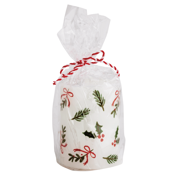 Toile Holly Painted Pillar Candle