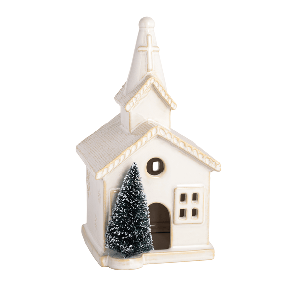 Large Ceramic Church Sitter | Light-Up Holiday Piece | Mud Pie