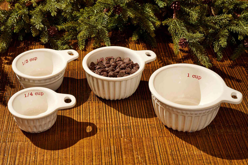 Hand-Painted Holiday Stoneware Measuring Cups w/ Patterns - Knotty